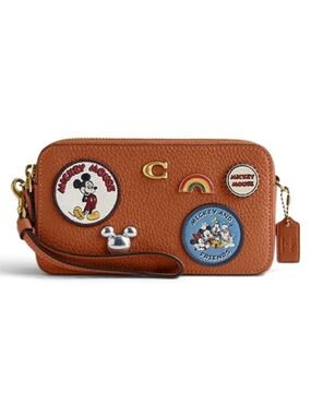 Coach x Disney Mickey Patch Wristlet - Brown Leather
